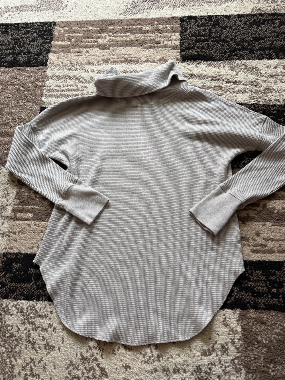Babaton Light Gray Waffle Turtleneck Sweater